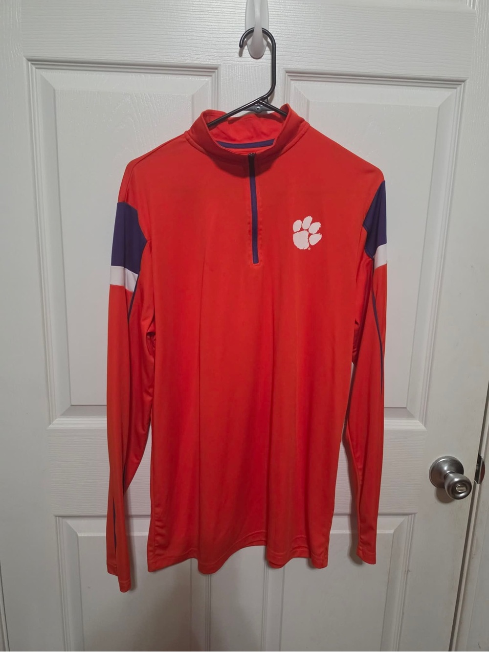 Colosseum Men's Orange Long-Sleeve Polo Purple White Accents Clemson Tigers